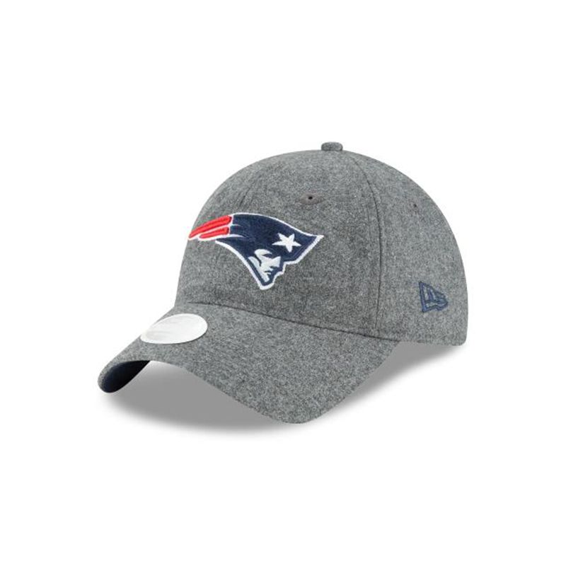 NFL New England Patriots Womens Melton Wool 9Twenty Adjustable (ZYX1495) - Grey New Era Caps